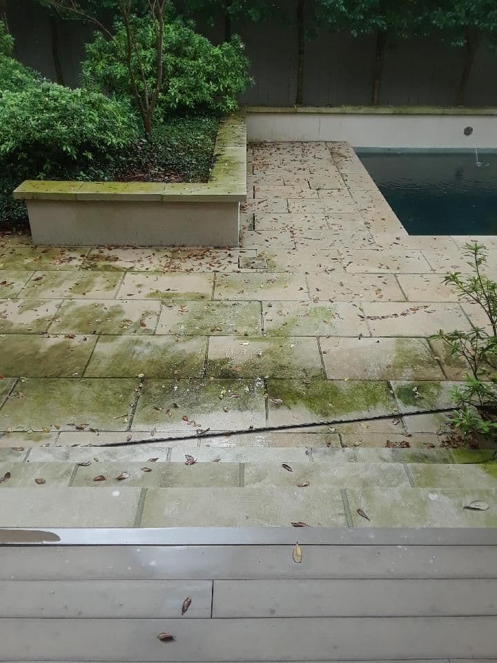 Stone Pool Deck Pressure Washing