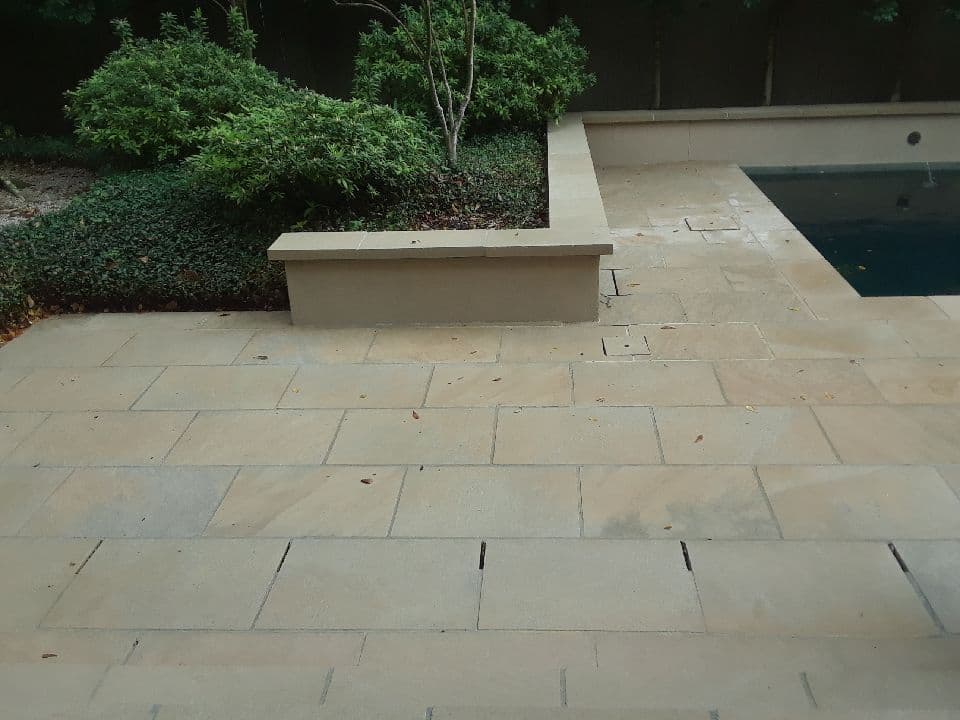 Stone Pool Deck Pressure Washing